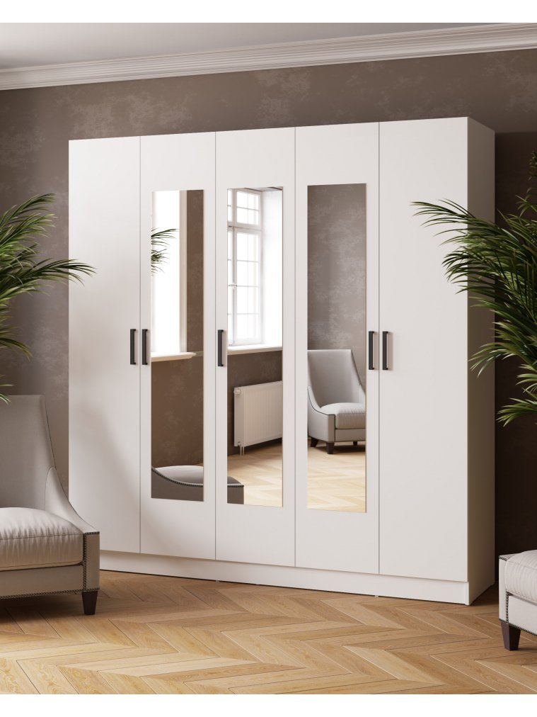 Шкаф Ларс 200 с зеркалом белый