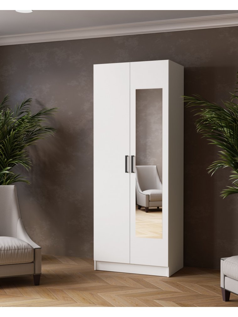 Шкаф Ларс 80 с зеркалом белый