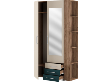 Шкаф для одежды Лурин дуб крафт табачный / сатин / бензин