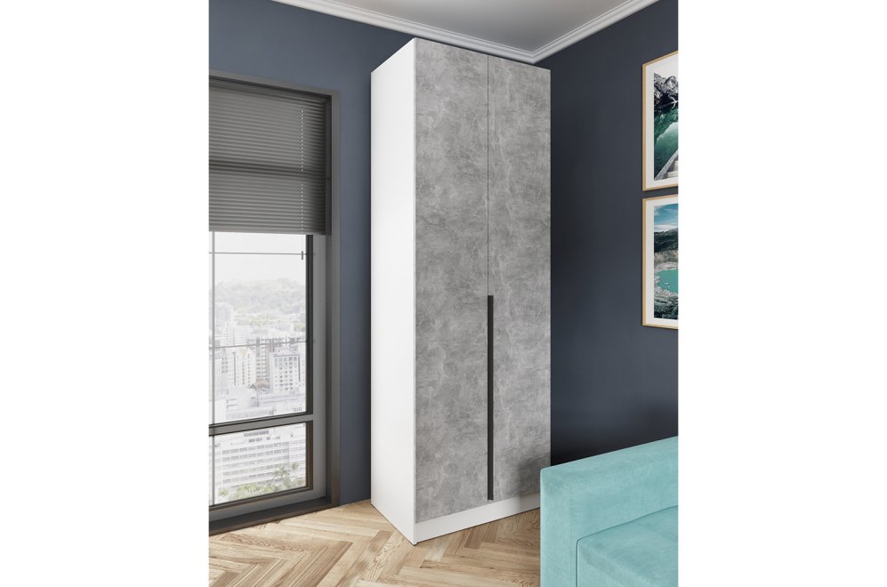 Шкаф 0,8м Мадрид белый / ателье светлое