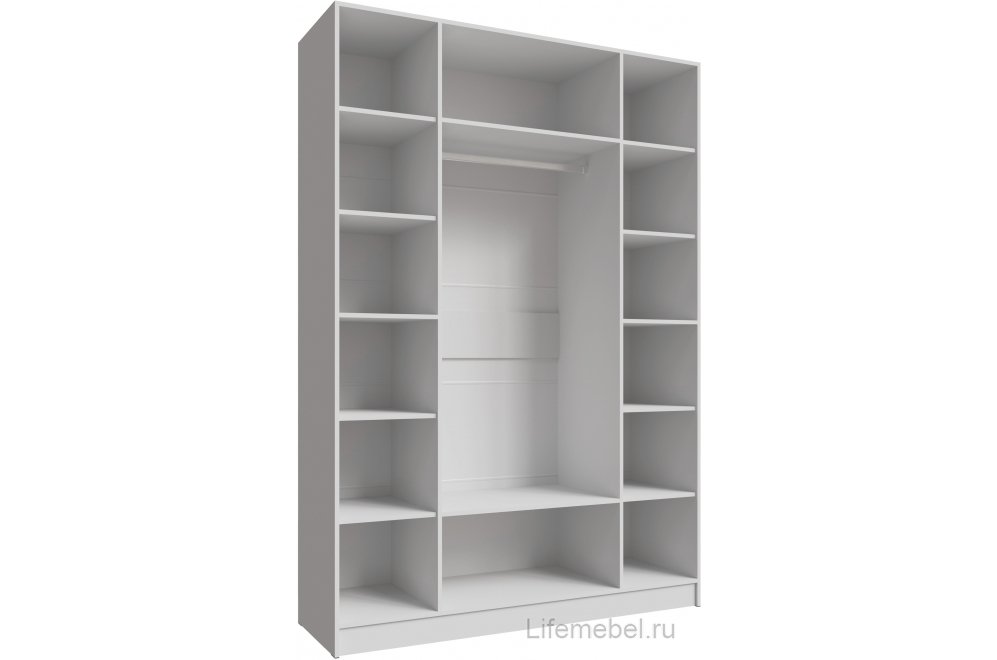 Шкаф 1,6м Мадрид с зеркалом белый / ателье светлое