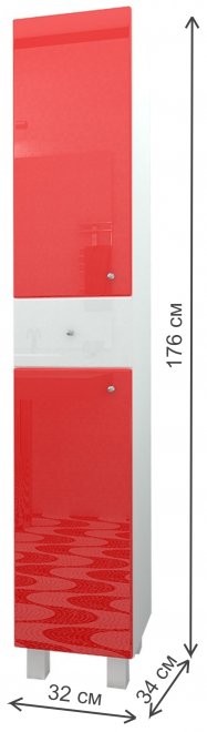 Шкаф Мебелеф-2 левый белый / красный глянец