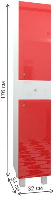 Шкаф Мебелеф-2 правый белый / красный глянец