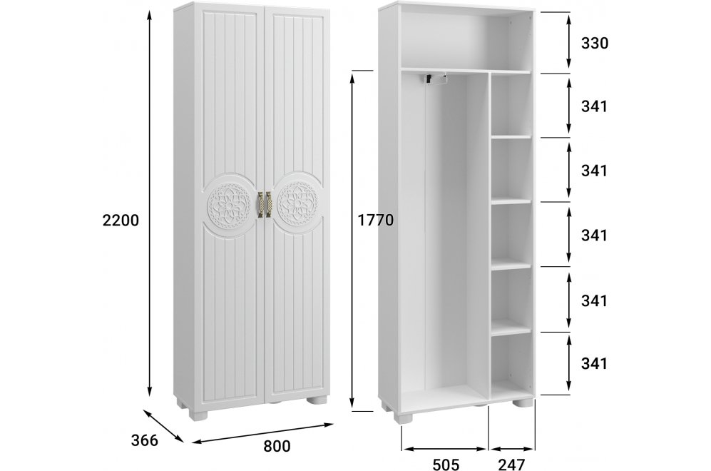 Шкаф Монблан МБ-21К глухой белое дерево