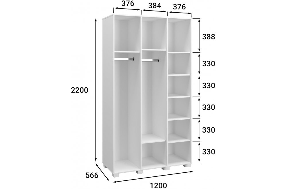 Шкаф Монблан МБ-24К комбинированный белое дерево