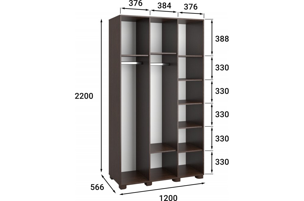 Шкаф Монблан МБ-24К с зеркалом венге / орех шоколадный