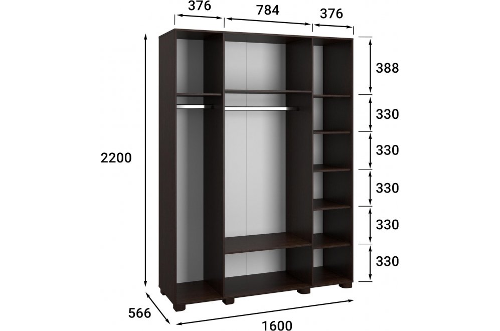 Шкаф Монблан МБ-25К комбинированный венге / орех шоколадный