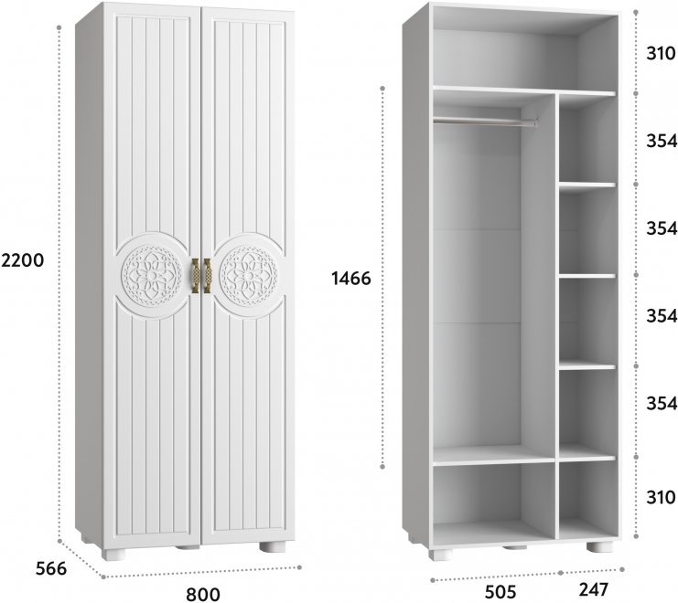 Шкаф Монблан МБ-26К белое дерево