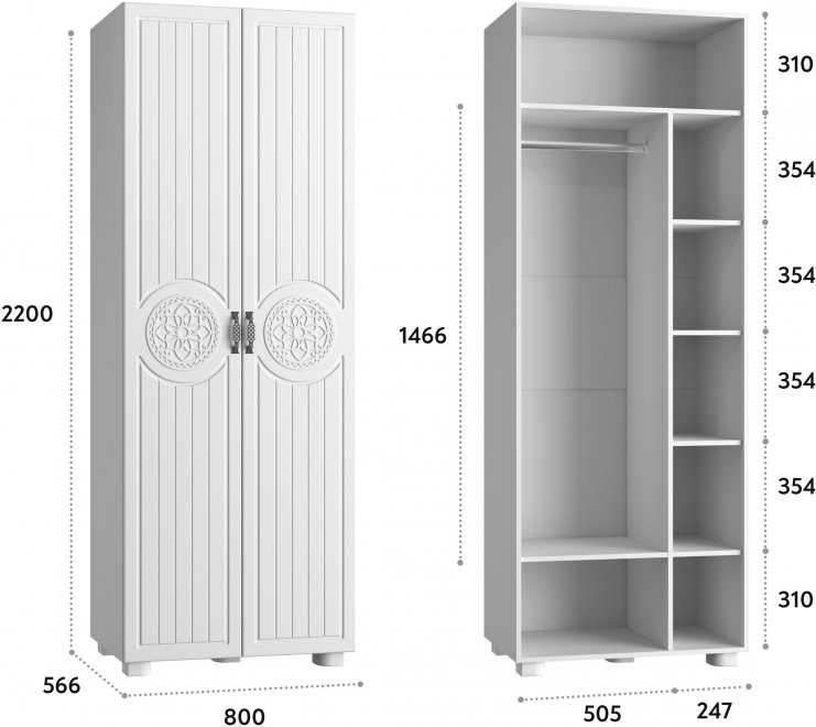Шкаф Монблан МБ-26К белое дерево