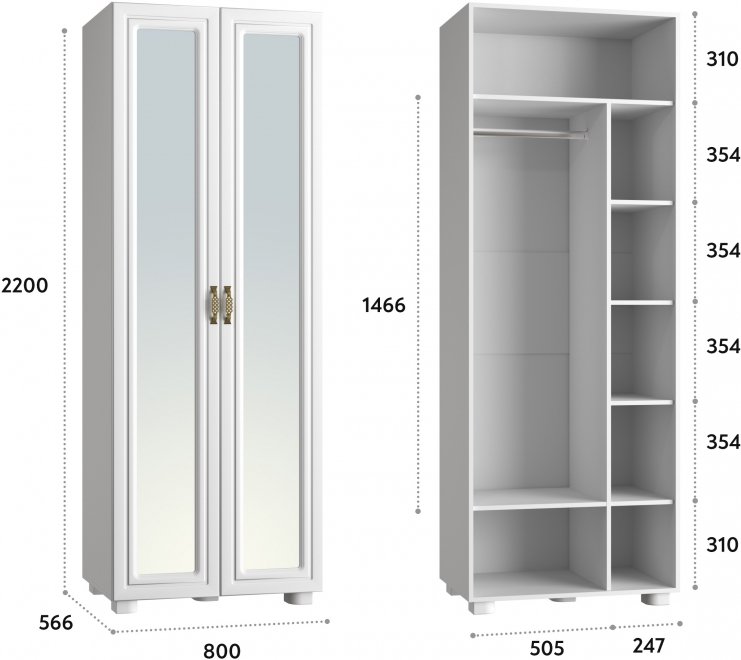 Шкаф Монблан МБ-26К белое дерево