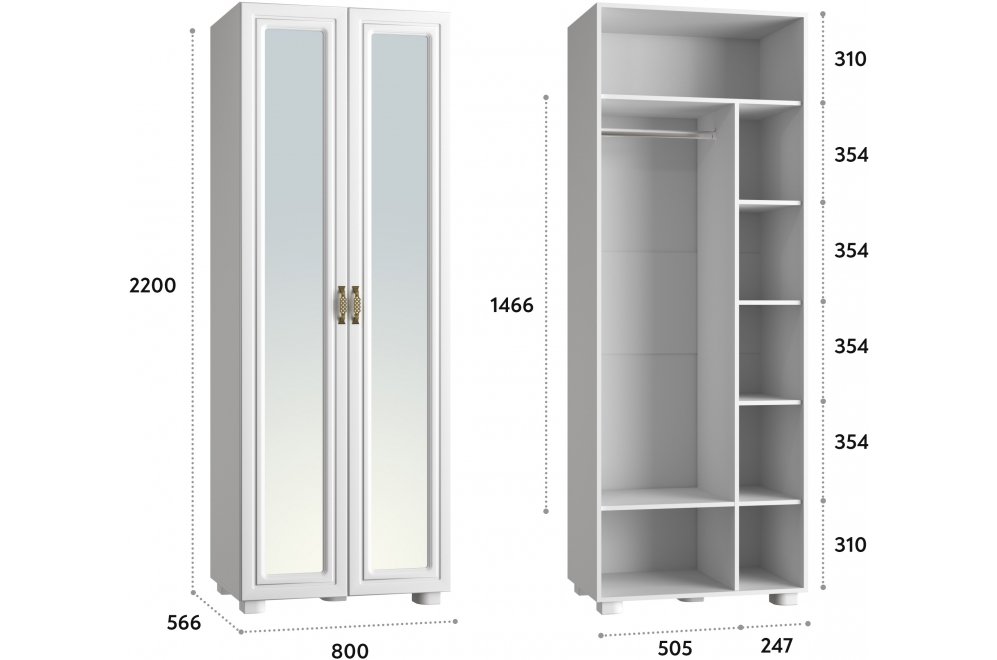 Шкаф Монблан МБ-26К белое дерево