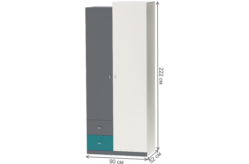 Шкаф МС Клео Шк-1 графит / миндаль / океан