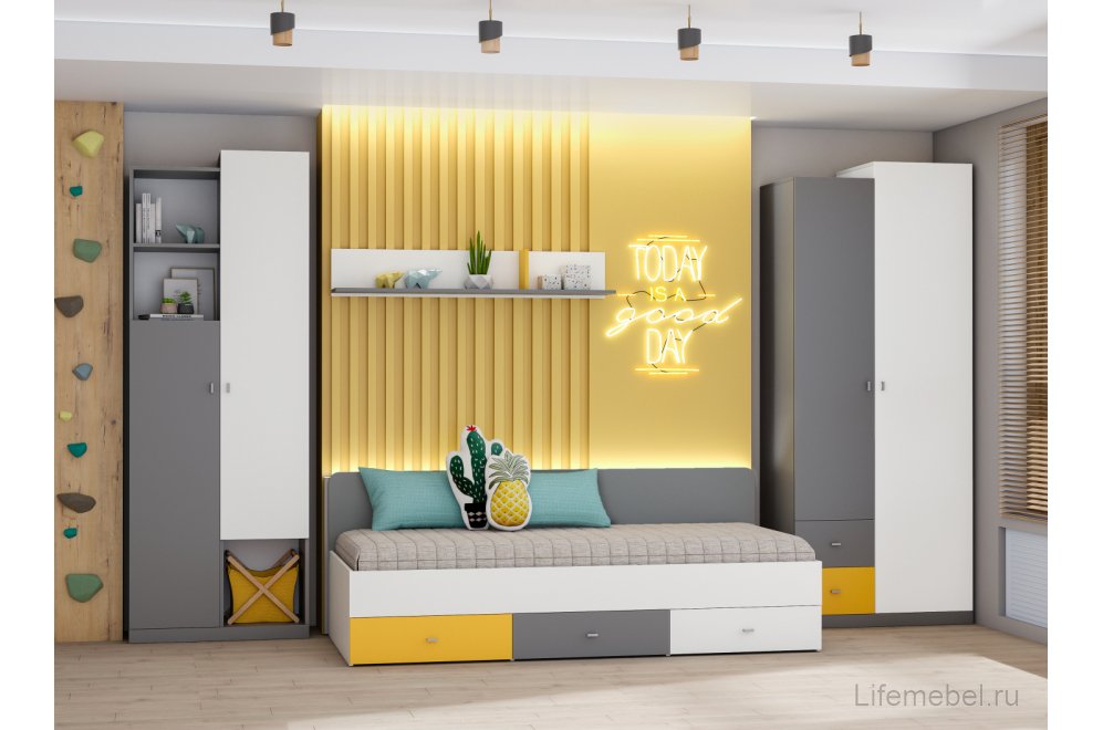 Шкаф МС Клео Шк-1 графит / миндаль / солнечный