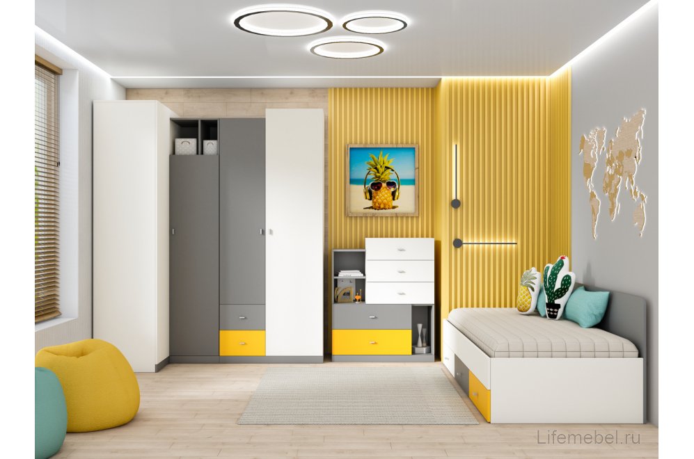 Шкаф МС Клео Шк.У графит / миндаль