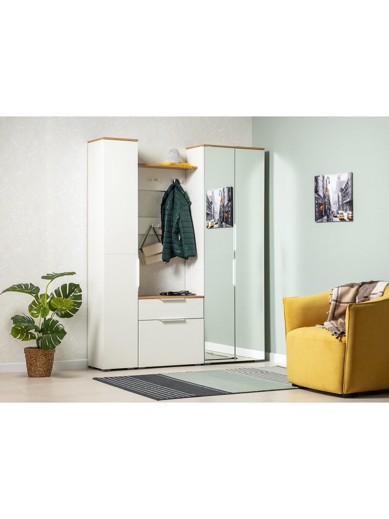 Шкаф Октава 13.228 белый PE шагрень / дуб золотой craft