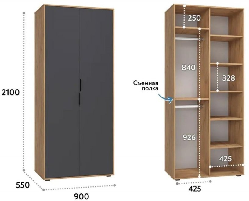 Шкаф Оптима ОП-01 дуб крафт золотой / графит