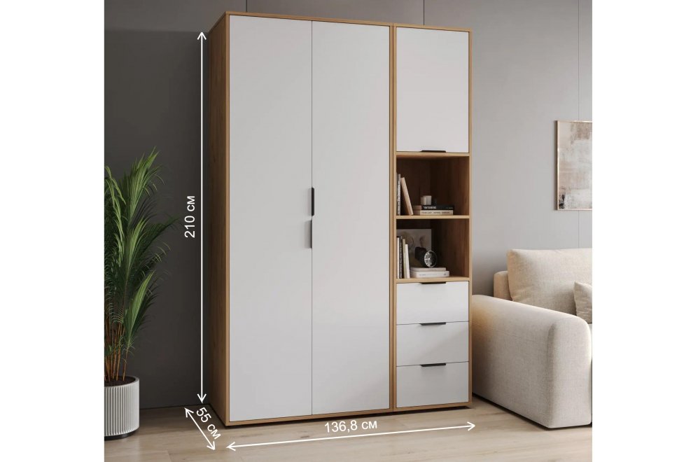 Шкаф Оптима ОП-118 дуб крафт золотой / меренга