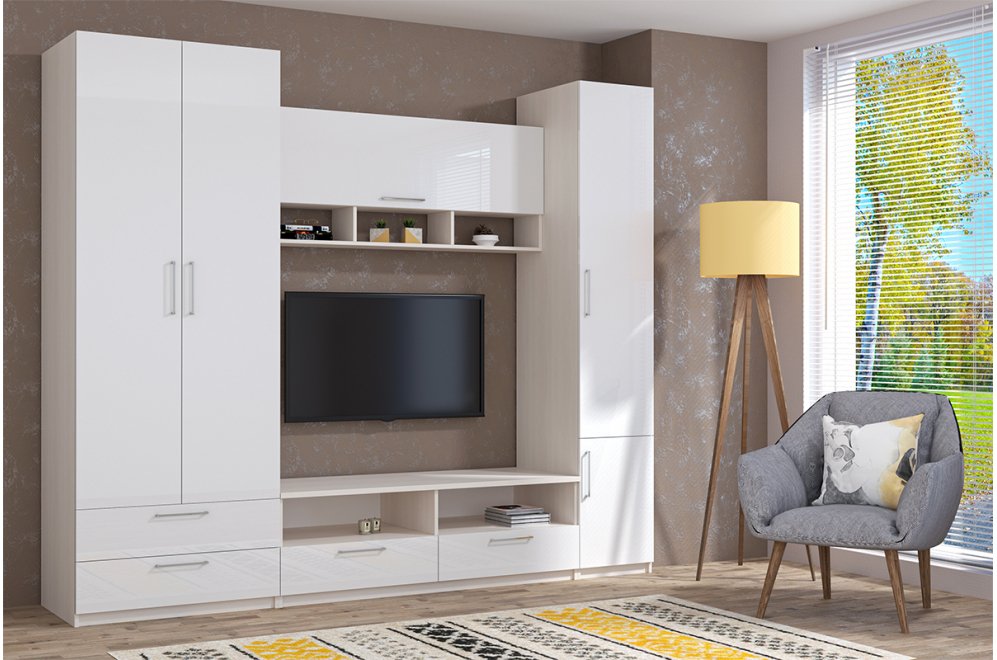 Шкаф Аллегро №9 - Пенал бодега / белый глянец