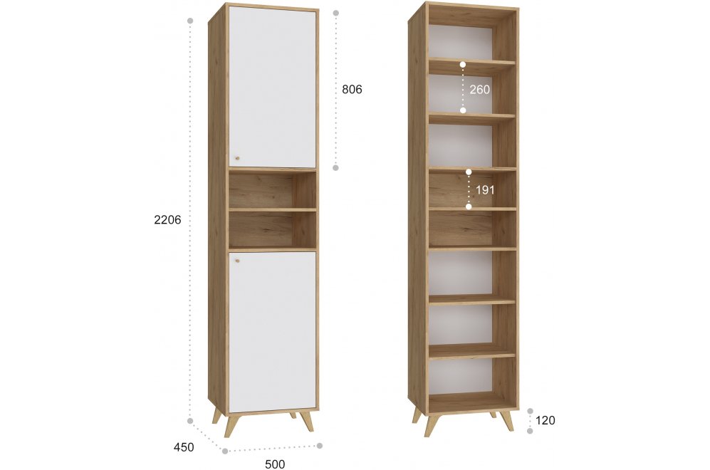 Шкаф Ирма ИР-1 дуб крафт / белый структурный