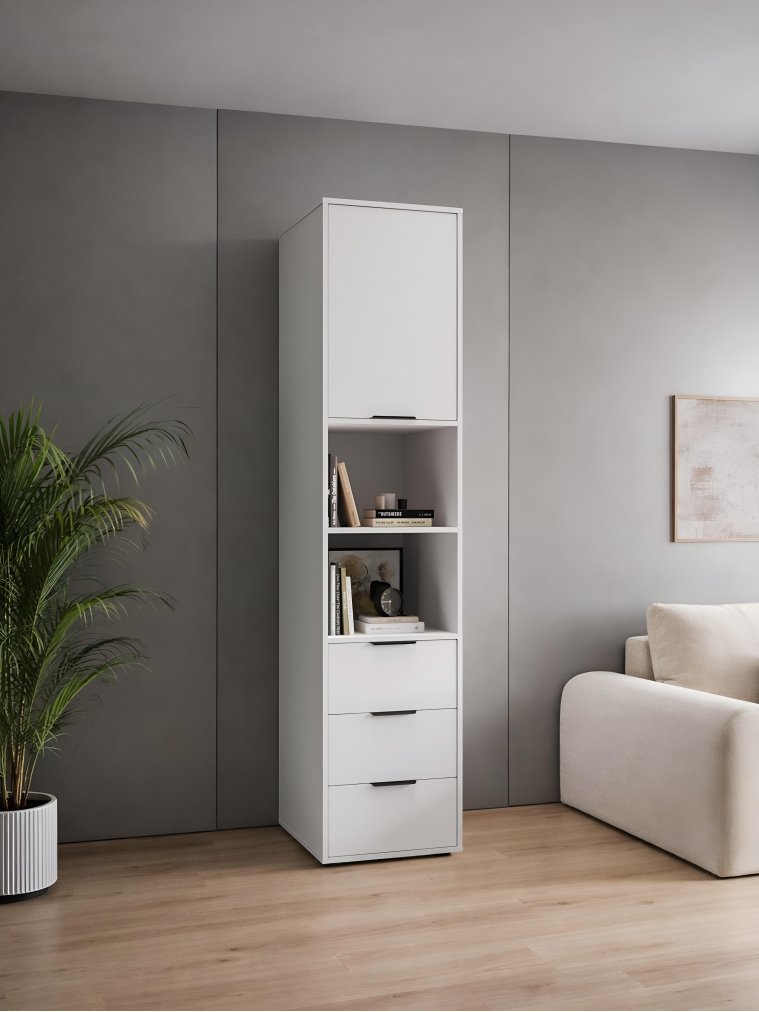 Шкаф-пенал Оптима ОП-03 белый структурный / меренга