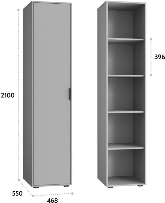 Шкаф-пенал Оптима ОП-13 глиняный серый / риолит