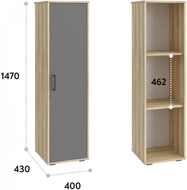 Шкаф-пенал Оскар ОС-01 блэквуд ячменный / графит