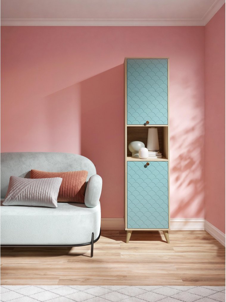 Шкаф-пенал Велламо ВО-03 блэквуд ячменный / бирюза