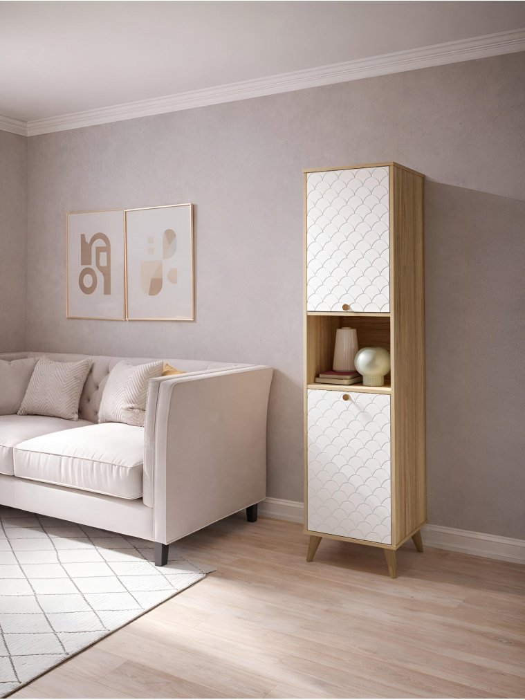 Шкаф-пенал Велламо ВО-03 блэквуд ячменный / бланж