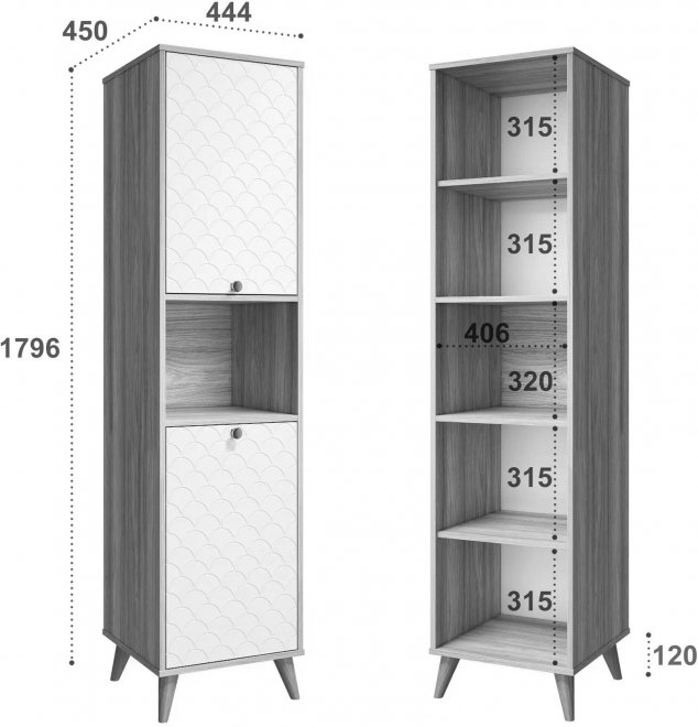 Шкаф-пенал Велламо ВО-03 блэквуд ячменный / бланж