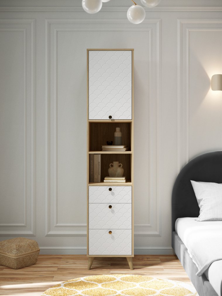 Шкаф-пенал Велламо ВО-14 блэквуд ячменный / бланж