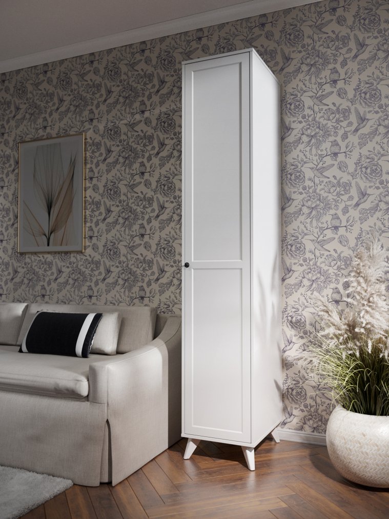 Шкаф-пенал Вильям ВМ-10 белый бриллиант / бланж