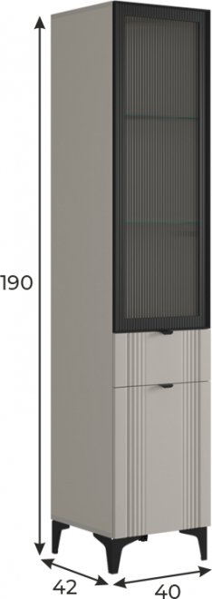 Шкаф Рич со стеклом кашемир / фрапучино матовый / черный