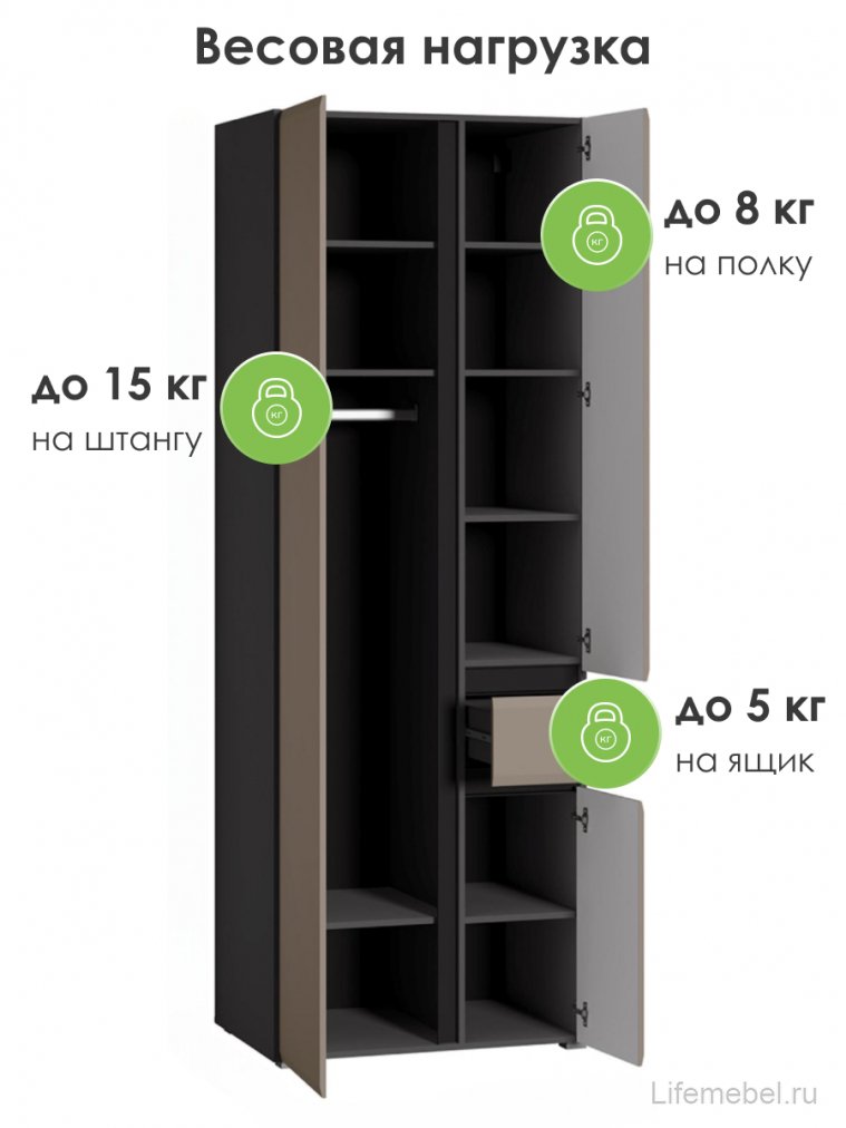 Шкаф  Сейдиль 13.18 антрацит / веллюто капучино