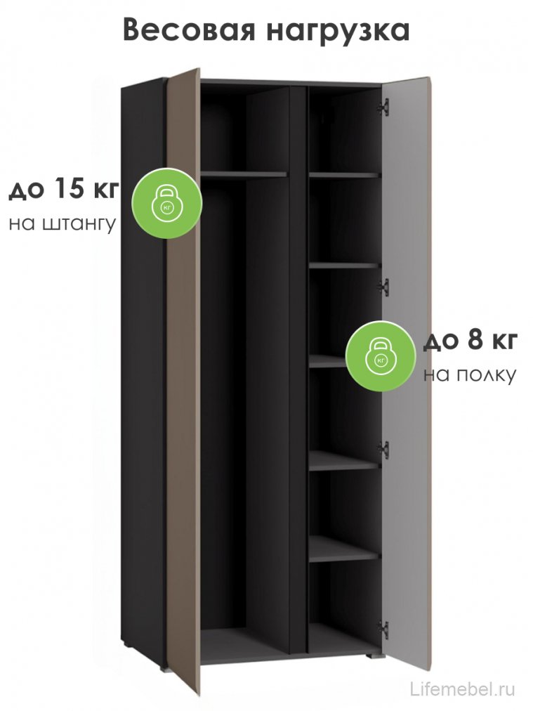 Шкаф Сейдиль 16.367.02 антрацит / веллюто капучино