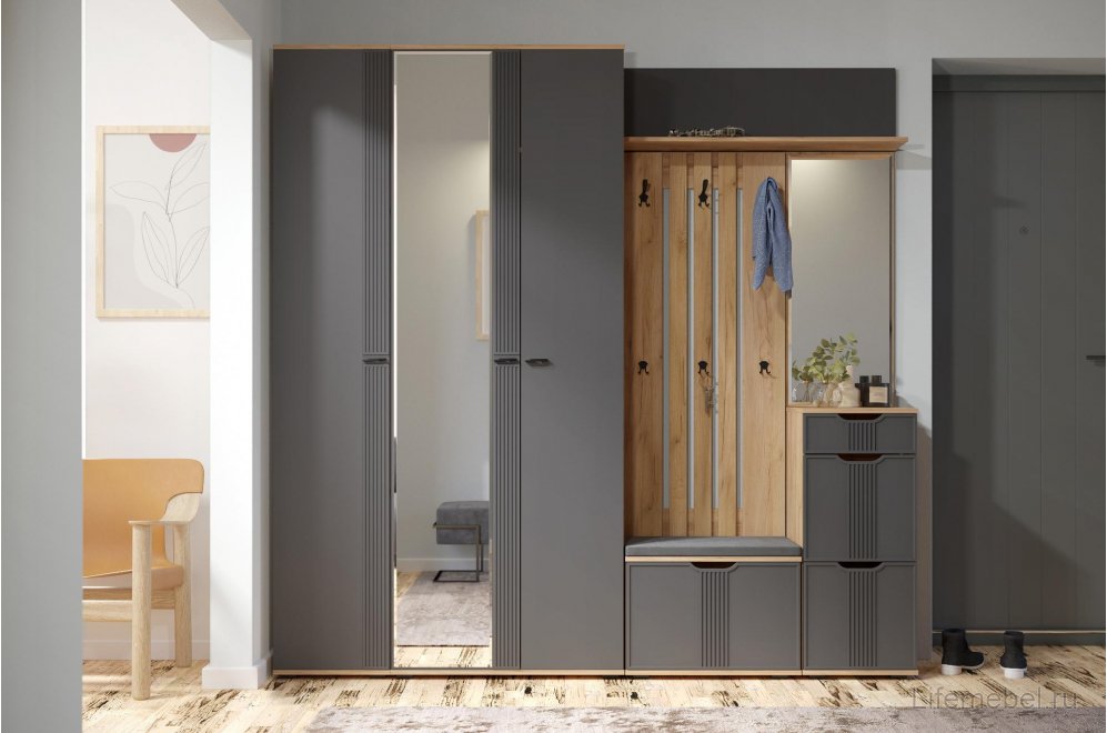 Шкаф Эмилия ЭЛ-12К дуб крафт золотой / графит