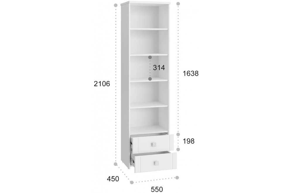 Шкаф Изабель ИЗ-63К белое дерево