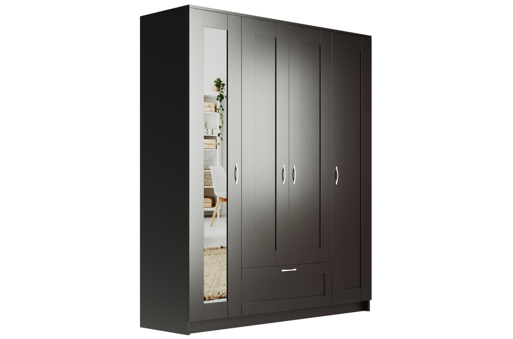 Шкаф Сириус 156х50х190 1 ящик / 1 зеркало дуб венге