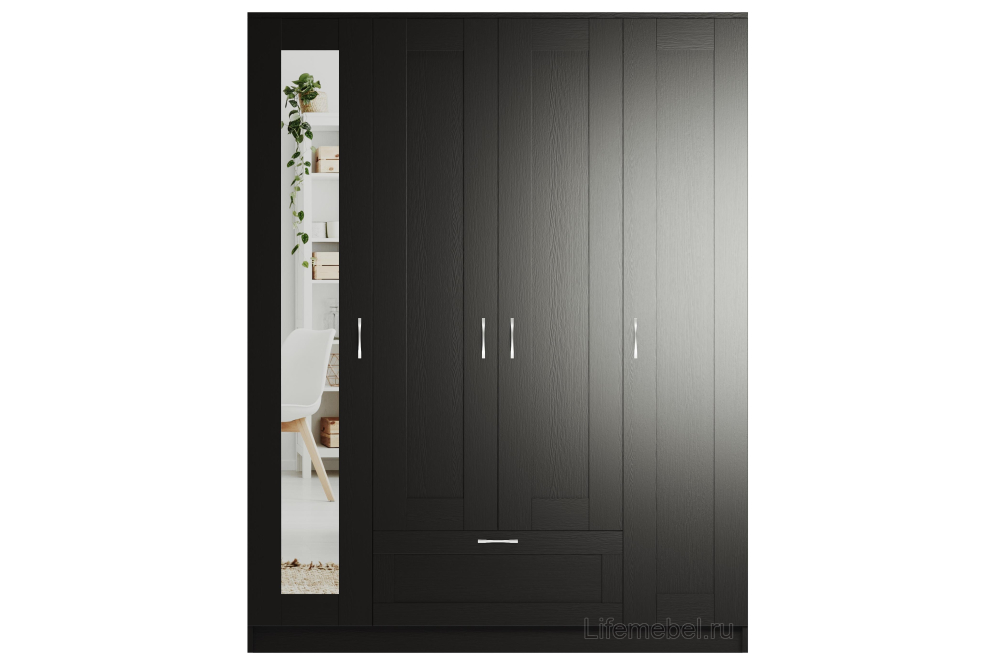 Шкаф Сириус 156х50х190 1 ящик / 1 зеркало дуб венге