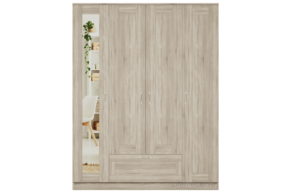 Шкаф Сириус 156х50х190 1 ящик / 1 зеркало сонома