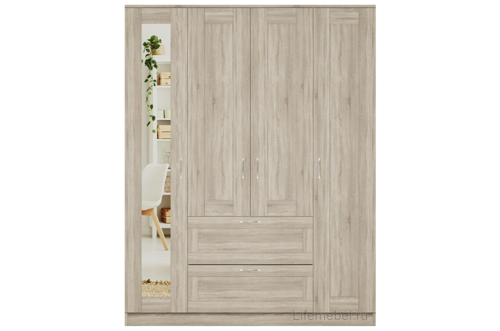 Шкаф Сириус 156х50х190 2 ящика / 1 зеркало сонома