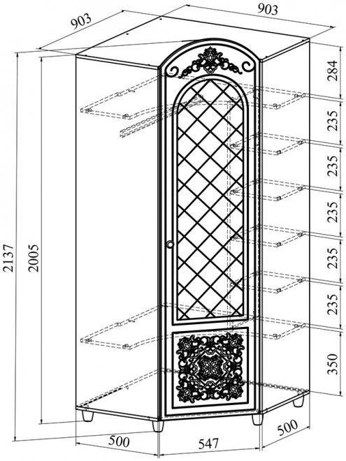 Шкаф Соня Премиум СО-33K ясень патина