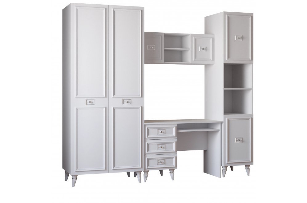 Шкаф Валенсия МВК-01 белый / серебро