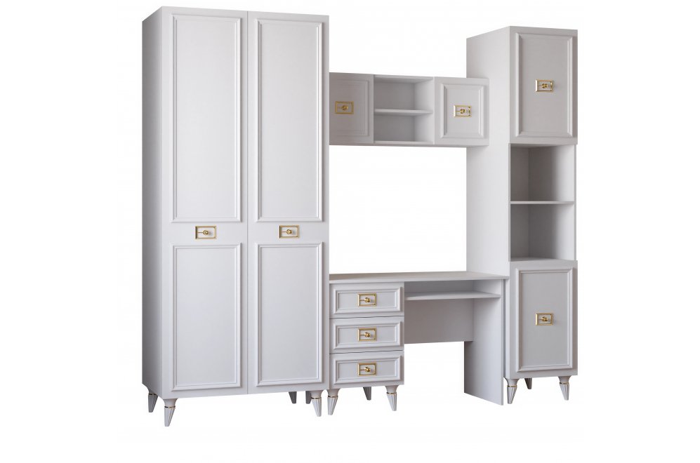 Шкаф Валенсия МВК-01 белый / золото