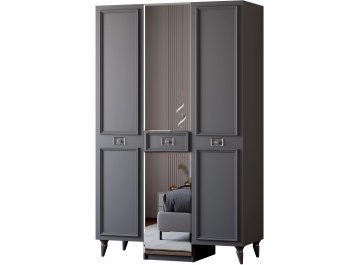 Шкаф для одежды Валенсия СВК-02 3-х дверный серый / серебро