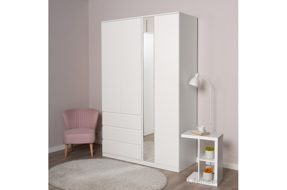 Шкаф Варма Стор 144 с зеркалом белый