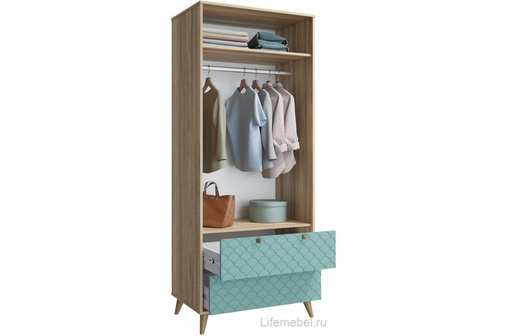 Шкаф Велламо ВО-07 блэквуд ячменный / бирюза