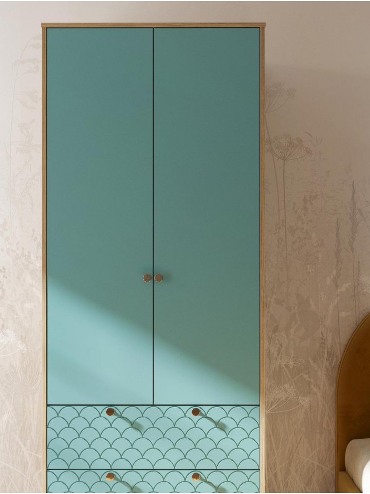 Шкаф Велламо ВО-07 блэквуд ячменный / бирюза