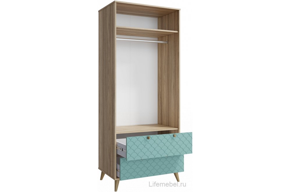 Шкаф Велламо ВО-07 блэквуд ячменный / бирюза