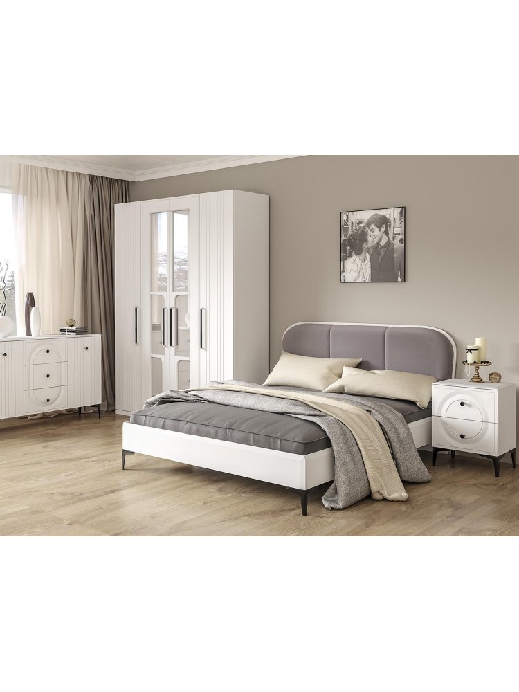 Шкаф Вестра с зеркалом белый шагрень