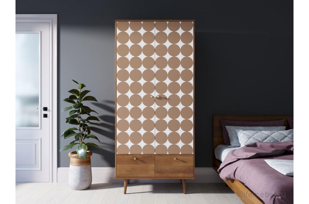 Шкаф Воаб двухстворчатый орех / принт 17